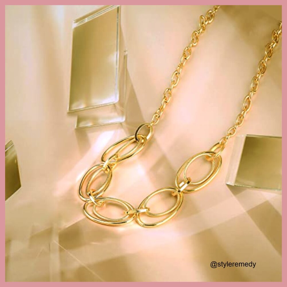 Gold Plated Loop Chain Link Statement Choker Neck… - image 5